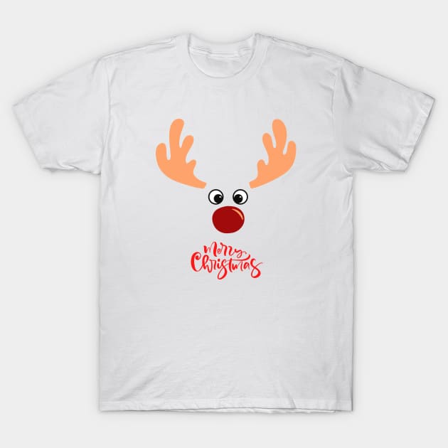 merry christmas reindeer design cute xmas gift T-Shirt by Ashden